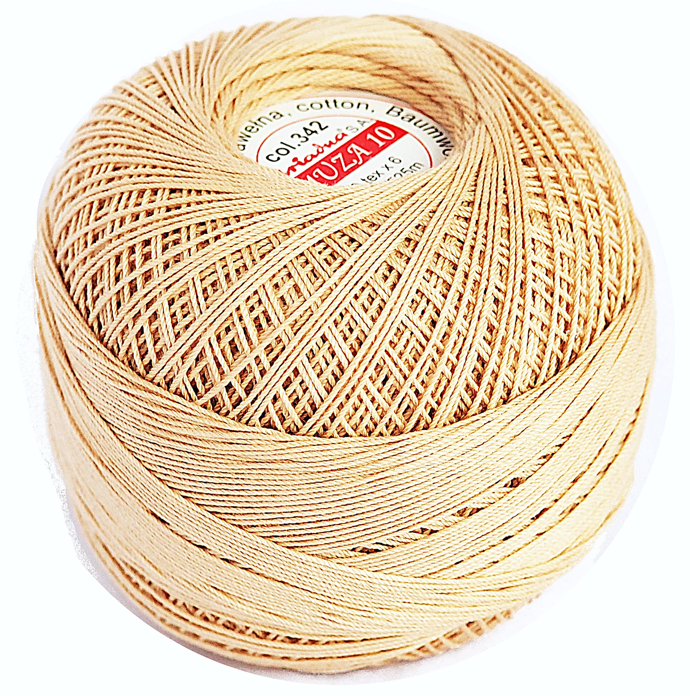 Luxurious Feel Crochet and Knitting Size 10, Fine Thread (574yd / 525m) Cotton Crochet Yarn (3.52oz / 100g (Gold Beige (342))