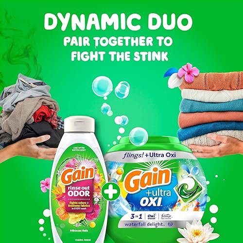 Miniatura 11 de Gain Flings - Cápsulas de detergente para ropa Ultra Oxi, 112 unidades, aroma Waterfall Delight, con defensa contra olores, cápsulas de jabón de