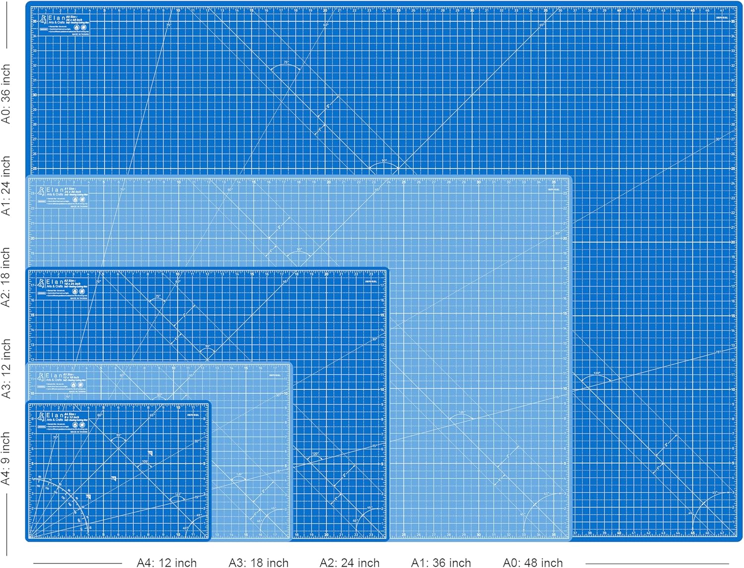 Elan Cutting Mat 36x60 Blue, Extra Large Self Healing Cutting Mat 36 x 60 Inch, 5-Ply Craft Board Blue, Hobby Board for Sewing and Quilting