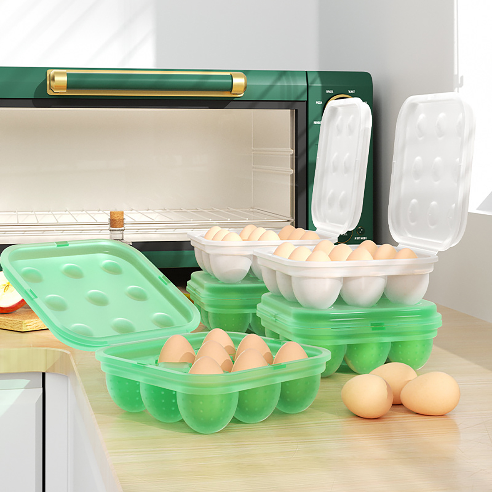 Boîte à Œufs En Silicone 9 Grilles - Organisateur Frigo Empilable Gain De Place - Distributeur Oeufs