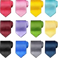 Syhood 12-Pack Solid Satin Neckties for Men - Pure Color Formal Ties Set for Wedding, Business, Daily Wear