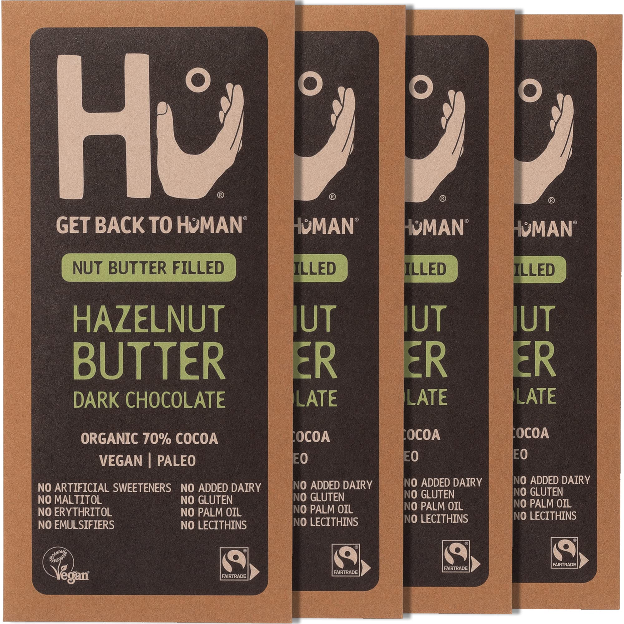 Hu Hazelnut Butter Dark Chocolate Bar, 4 x 60 g - Vegan & Paleo Friendly