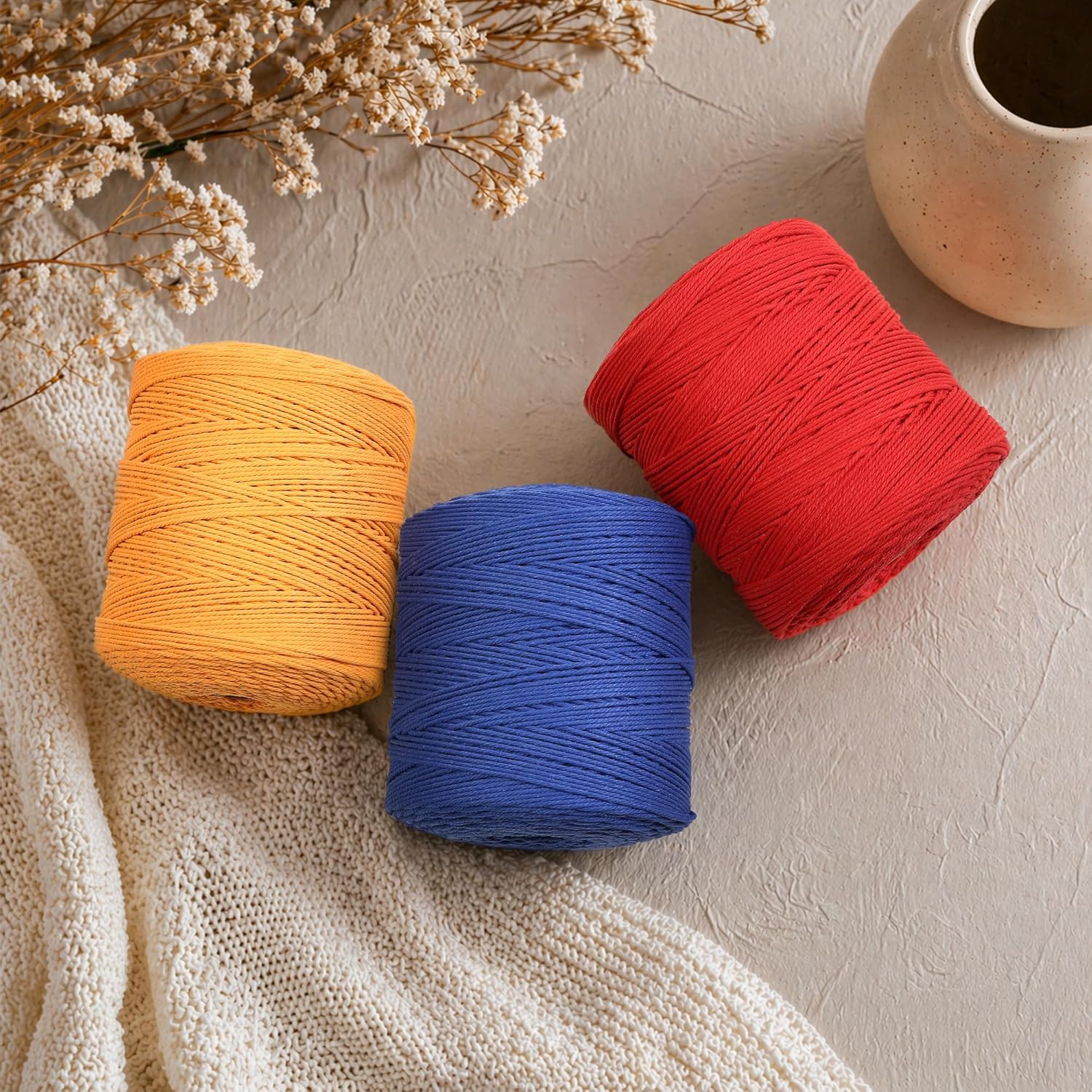Macrame Cord 3mm x 875yards Natural Macrame Cotton Rope Colored Macrame Rope Soft Cotton Cord Macrame Supplies Craft Rope Macrame Yarn for Plant Hanger Wall Hanger Dreamcatcher (Olive Green)