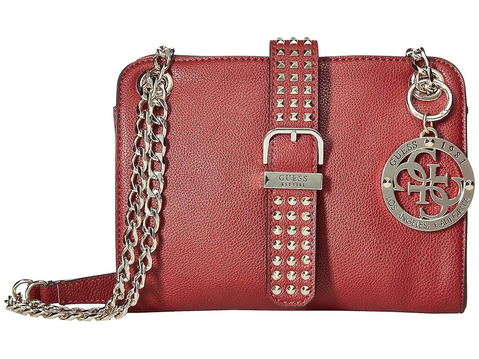 

GUESS Eileen Mini Convertible Crossbody (Crimson) Handbags, Red