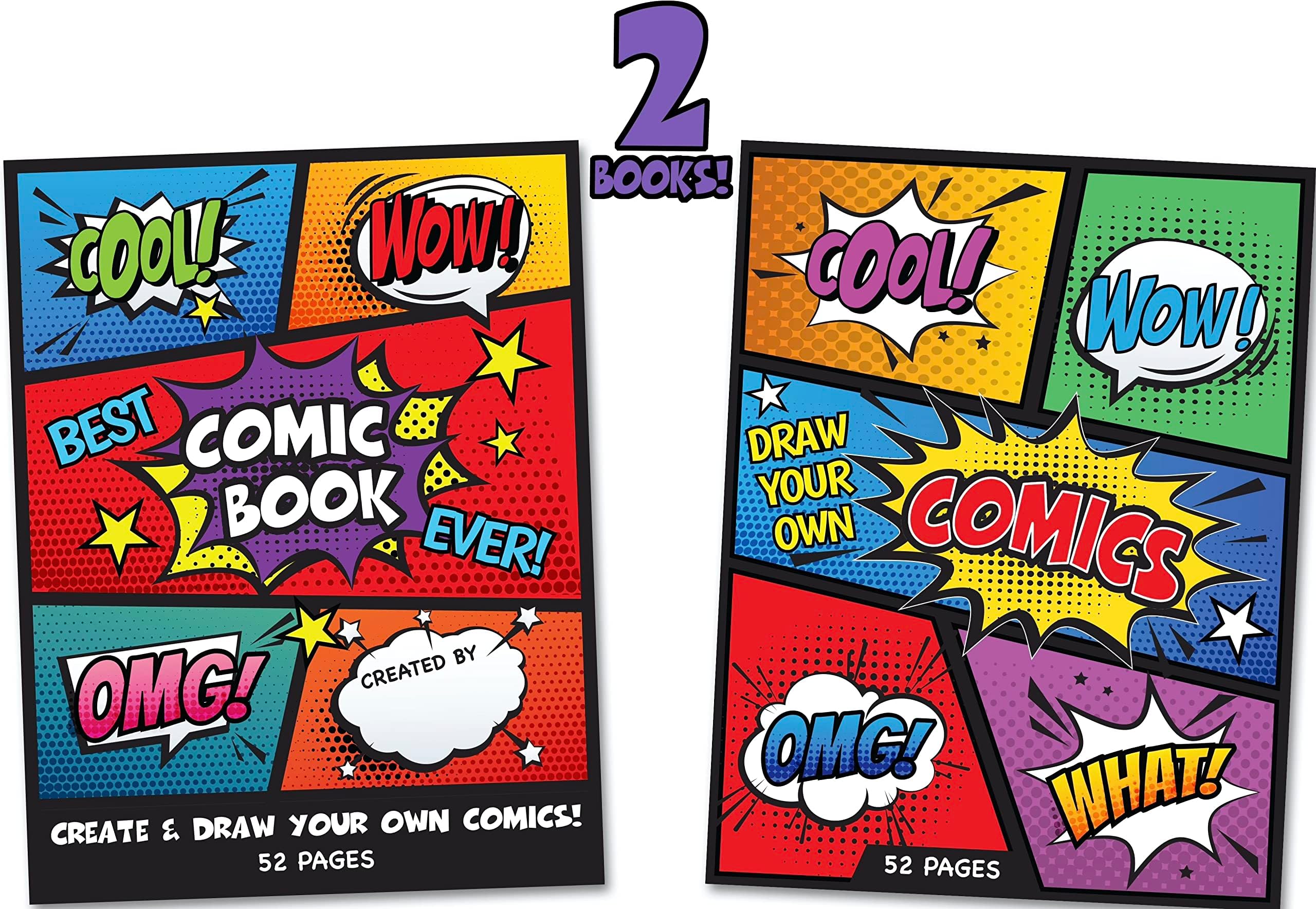 Blank Comic Book for Kids & Adults (2-Pack): Create Your Own Comics | 8.5″ × 11″ Sketch & Storyboard Notebooks with Panels