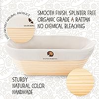 Vista 2 de Superbaking Banneton - Juego de cestas a prueba de pan, ovalada de 10 pulgadas, cesta a prueba de masa madre para suministros de herramientas