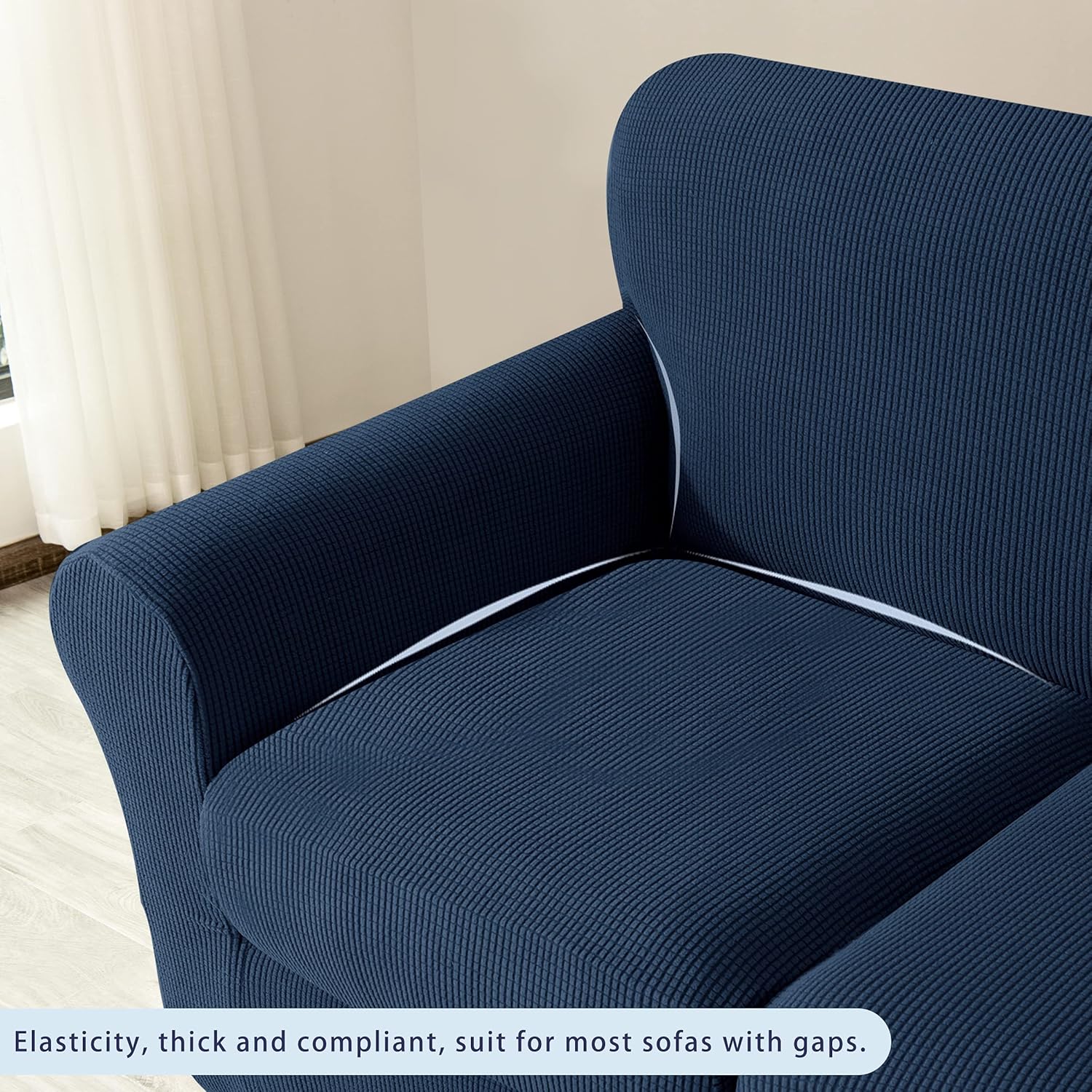 subrtex Sofa Slipcover with Separate Cushion Couch Cover 3-Seaters Furniture Protector for Kids/Pets (Large,Navy) : Everything Else