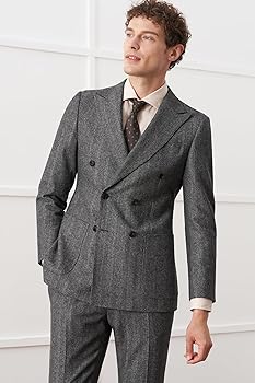グレー ダブルブレスト ヘリンボーン スーツ Amazon.co.jp: [Ulnomio] メンズ旅行宴会用ヘリンボーンダブル