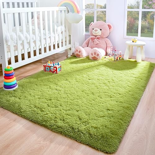 Miniatura 6 de Foxmas Alfombras grandes para sala de estar y dormitorio, de 5 x 8 pies, mullidas y peludas para habitación de niños, alfombra peluda de felpa para