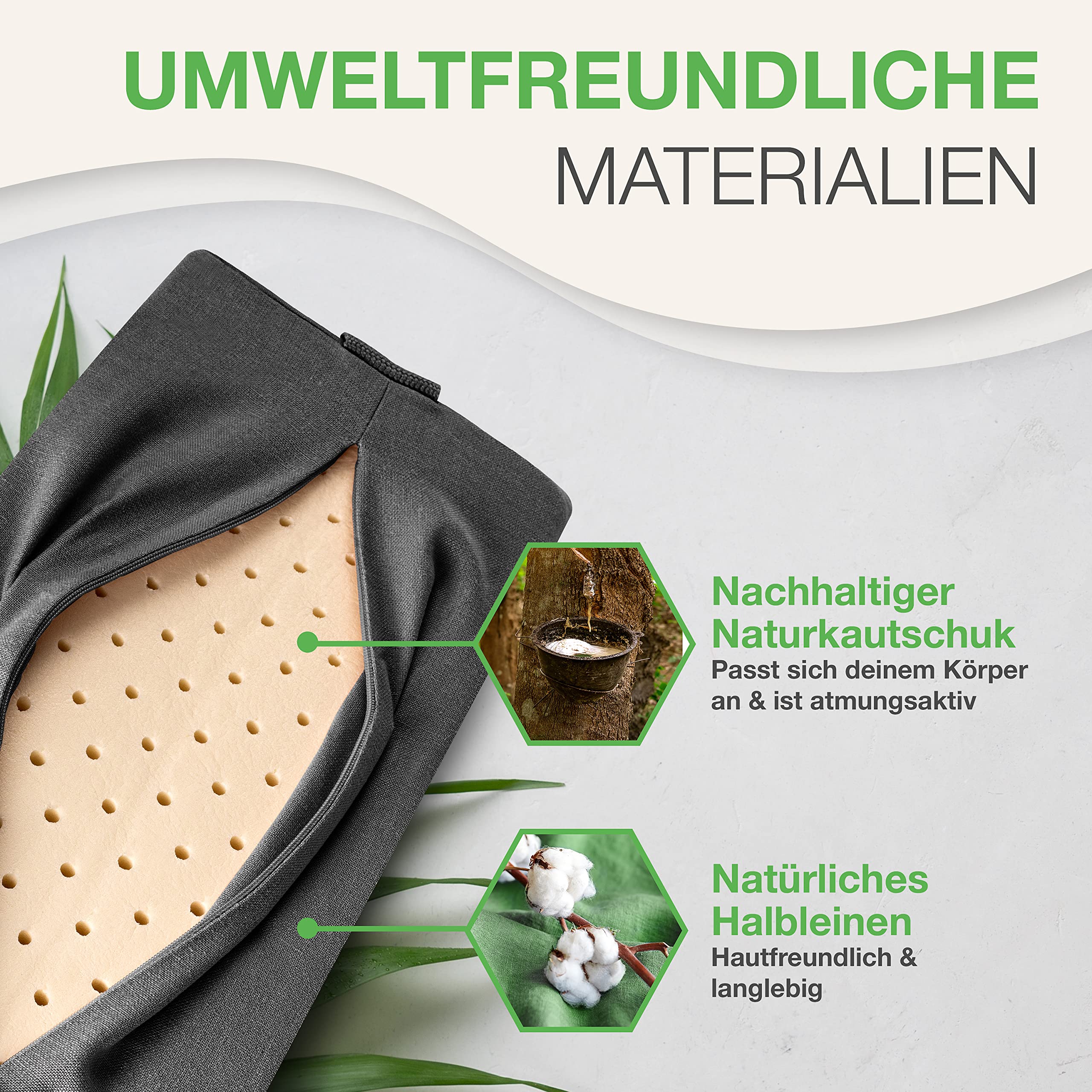 BACKLAXX® Rullo Cervicale Agopressione 2592 Punte, Cuscino Agopressione | Cuscino agopressione & rullo cervicale 40x15x10 cm con fodera & fascetta, mezzo lino & caucciù, collo & spalle