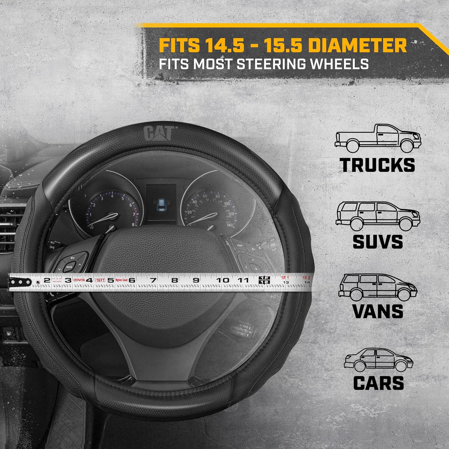 Cat® HexSport Black Carbon Fiber Steering Wheel Cover, Durable and Comfortable with Advanced Grip, Car Steering Wheel Cover for Auto Truck Van SUV - Standard 14.5" - 15 Inches - Image 4