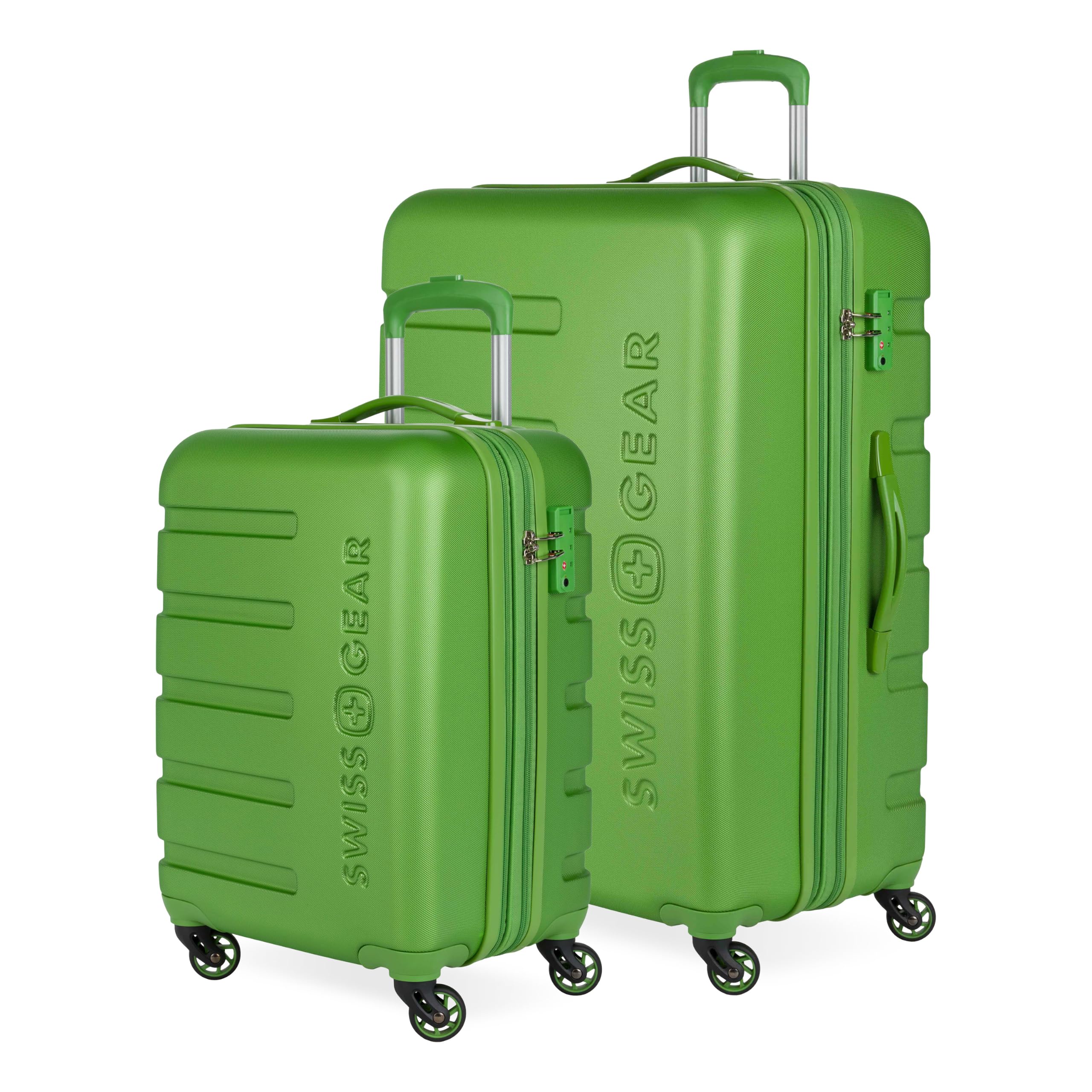 SWISSGEAR Signature Carry-On/Large Hardside Expandable Spinner Luggage Set, ABS Construction, TSA-Friendly Lock, Green, 2-Piece Set (19/27-Inch)