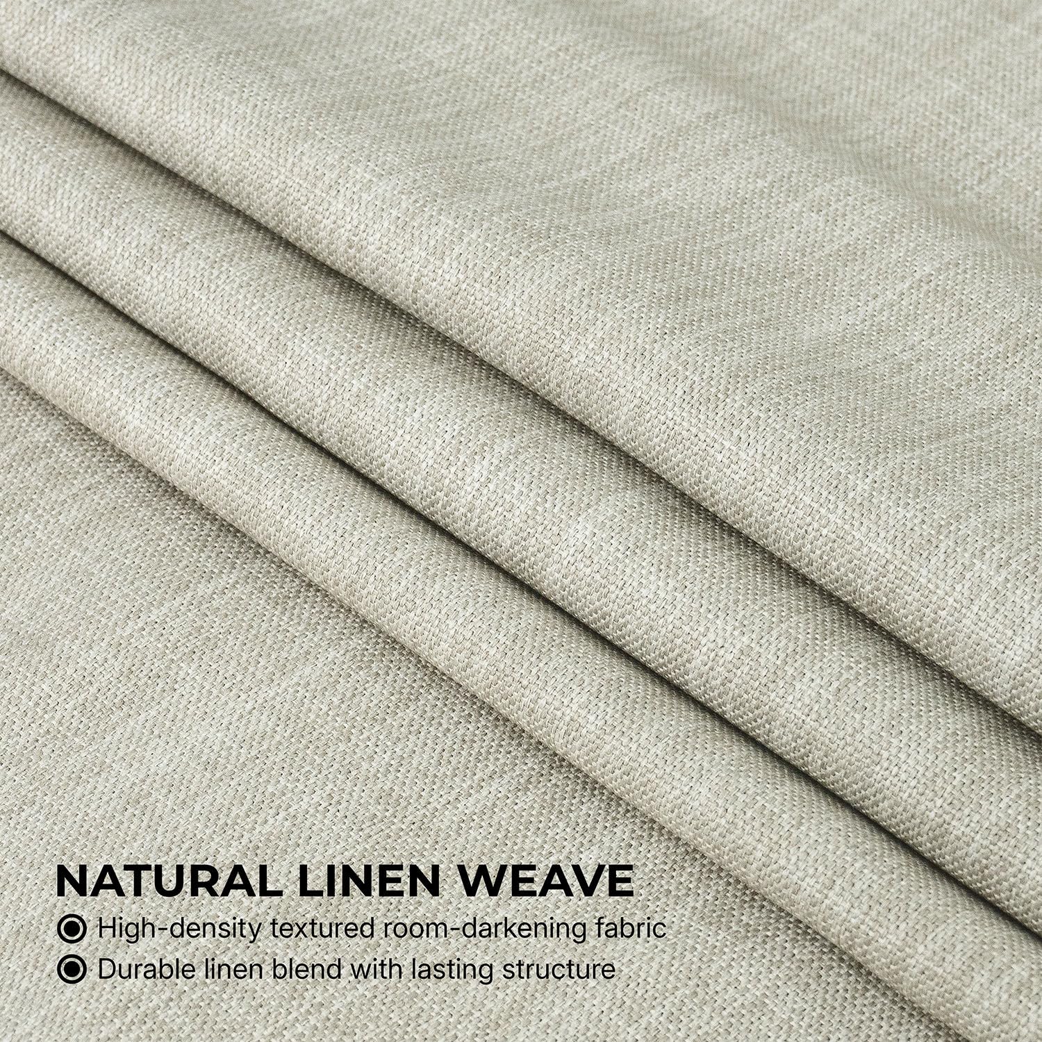 HPD Half Price Drapes Doorvoertule linnen 96 inch lange verduisterende gordijnen voor slaapkamer en woonkamer (1 paneel), 50 W x 96 l, berk, polyester mix, 50 inch B x 96 inch L