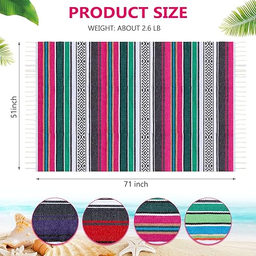 Miniatura 2 de 4 mantas mexicanas tejidas a mano a granel manta de yoga mexicana manta colorida de Falsa Serape manta de playa mexicana bohemia para acampar al