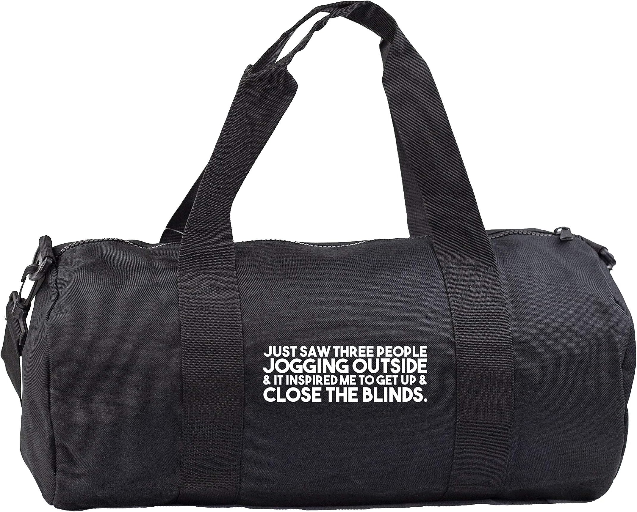 Hippowarehouse Just saw three people jogging outside and it inspired me to get up and close the blinds Gymwear Gym Duffle Cylinder Uniform Kit Bag 50 x 25 x 25cm 20 litres