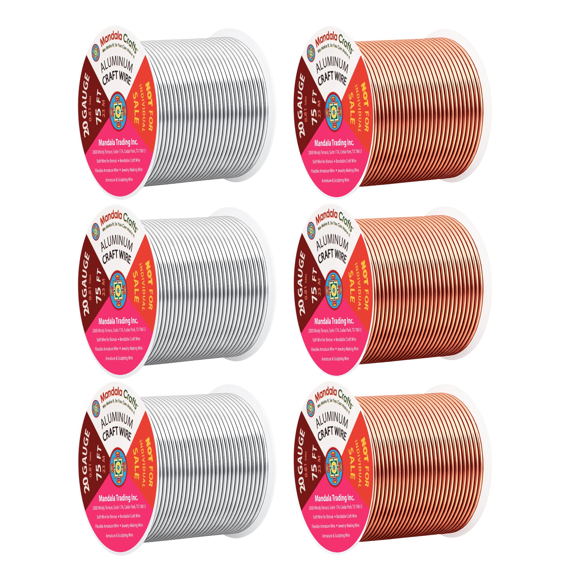 Mandala Crafts 20 GA Copper Silver Tone Combo Anodized Aluminum Craft Wire