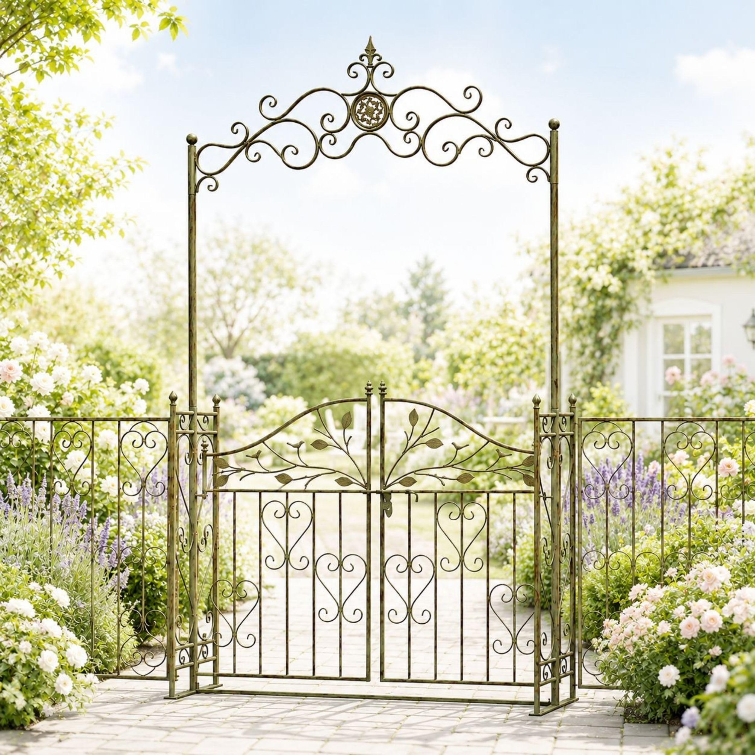DanDiBo Arche de rose avec porte en métal stable - 130 cm de large - 93997 - Arche de jardin - Arche ronde - Arche de plantation massive - Résistant aux intempéries