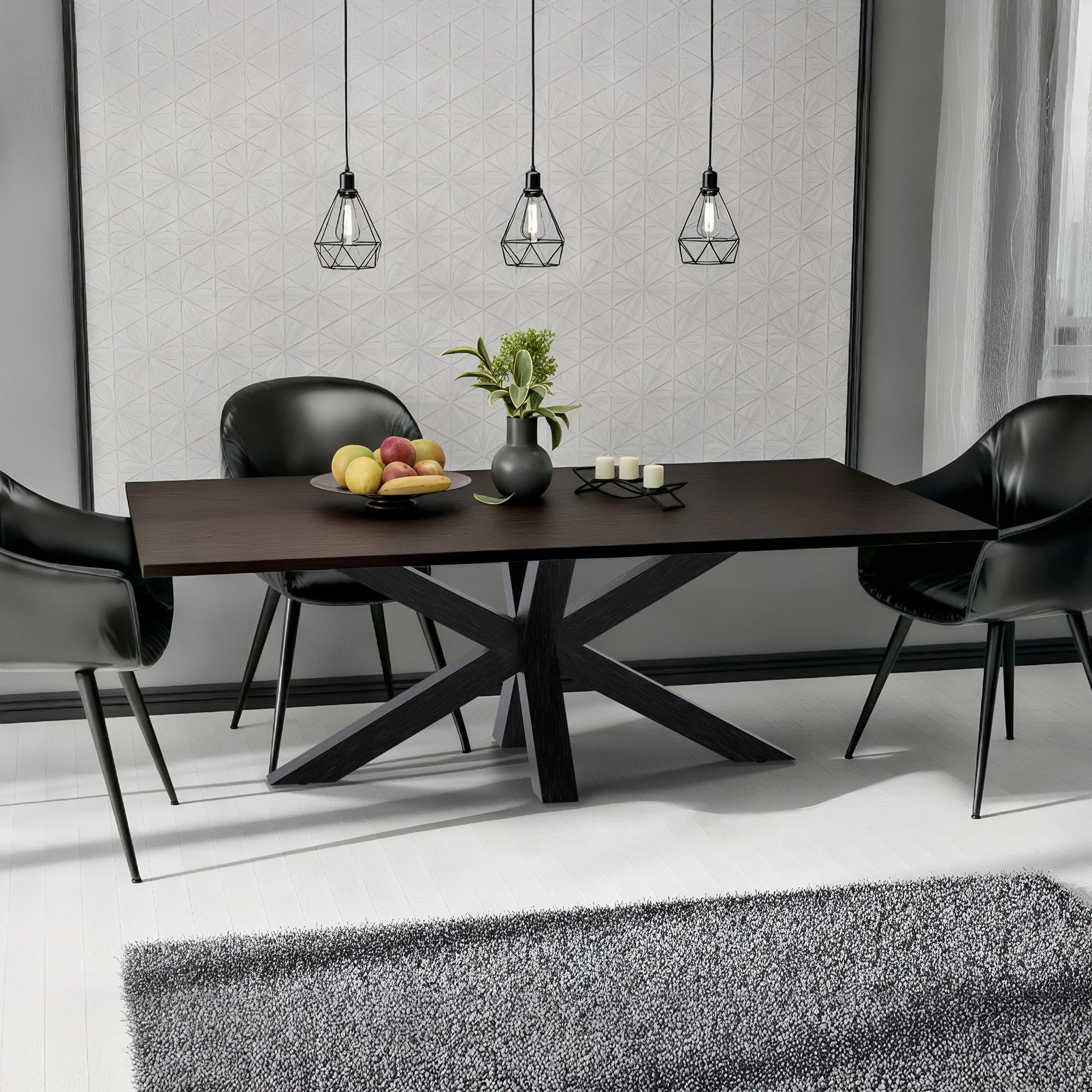 CLP Pieds de Table en métal Noir Table de Salle à Manger Harlan, revêtu par Poudre, particulièrement Stable jusqu'à 300 kg, Couleur:Noir Industriel, Taille:150x78x71 cm