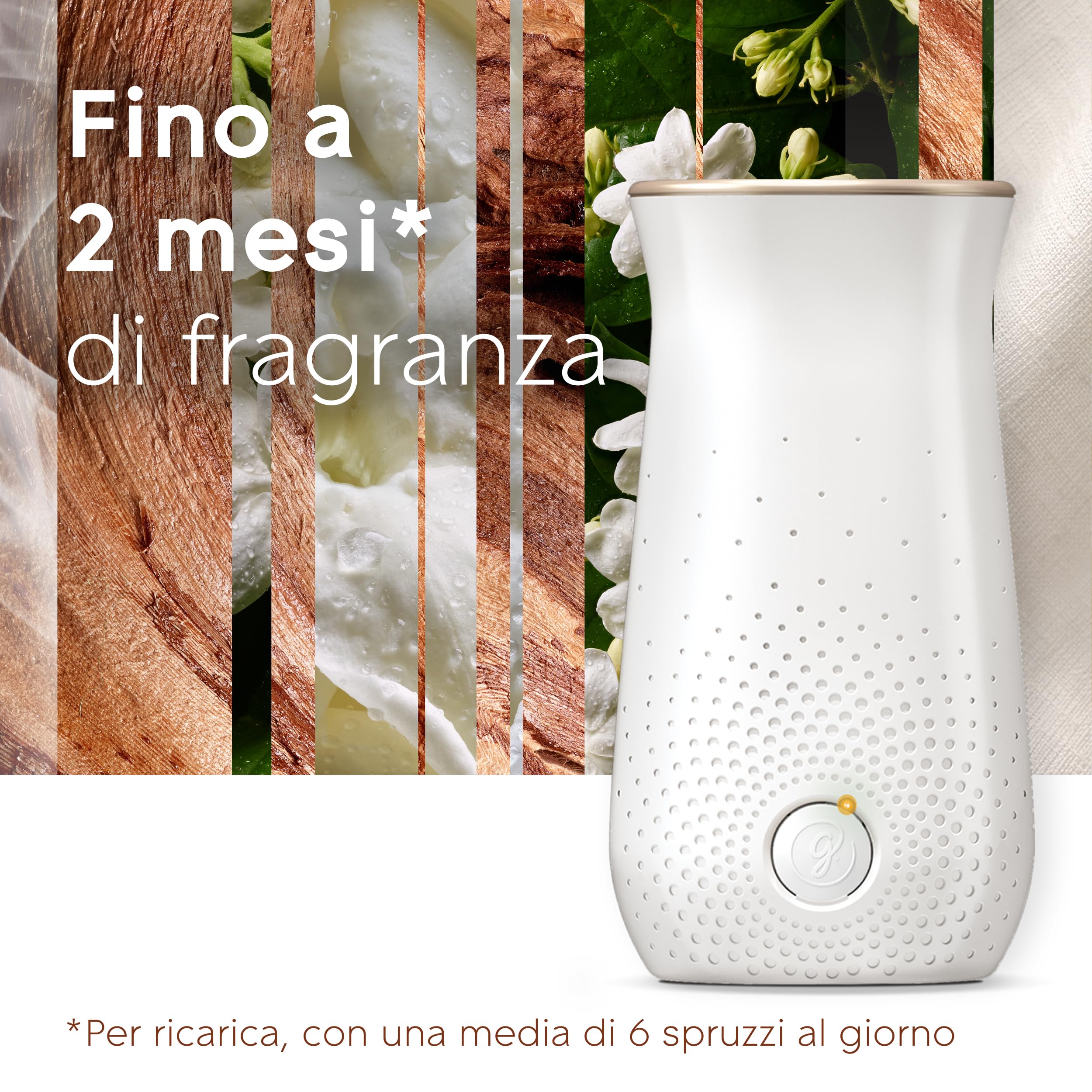 Glade Sense & Spray Profumatore per Ambienti con Oli Essenziali e Sensore di Movimento, Fragranza Gelsomino e Sandalo di Bali, 3 Ricariche - 4