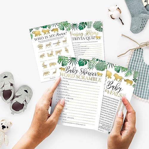 Miniatura 2 de Hadley Designs 25 palabras de safari para baby shower, 25 juegos verdaderos o falsos, 25 juegos de animales para bebé, 25 juegos de rima para