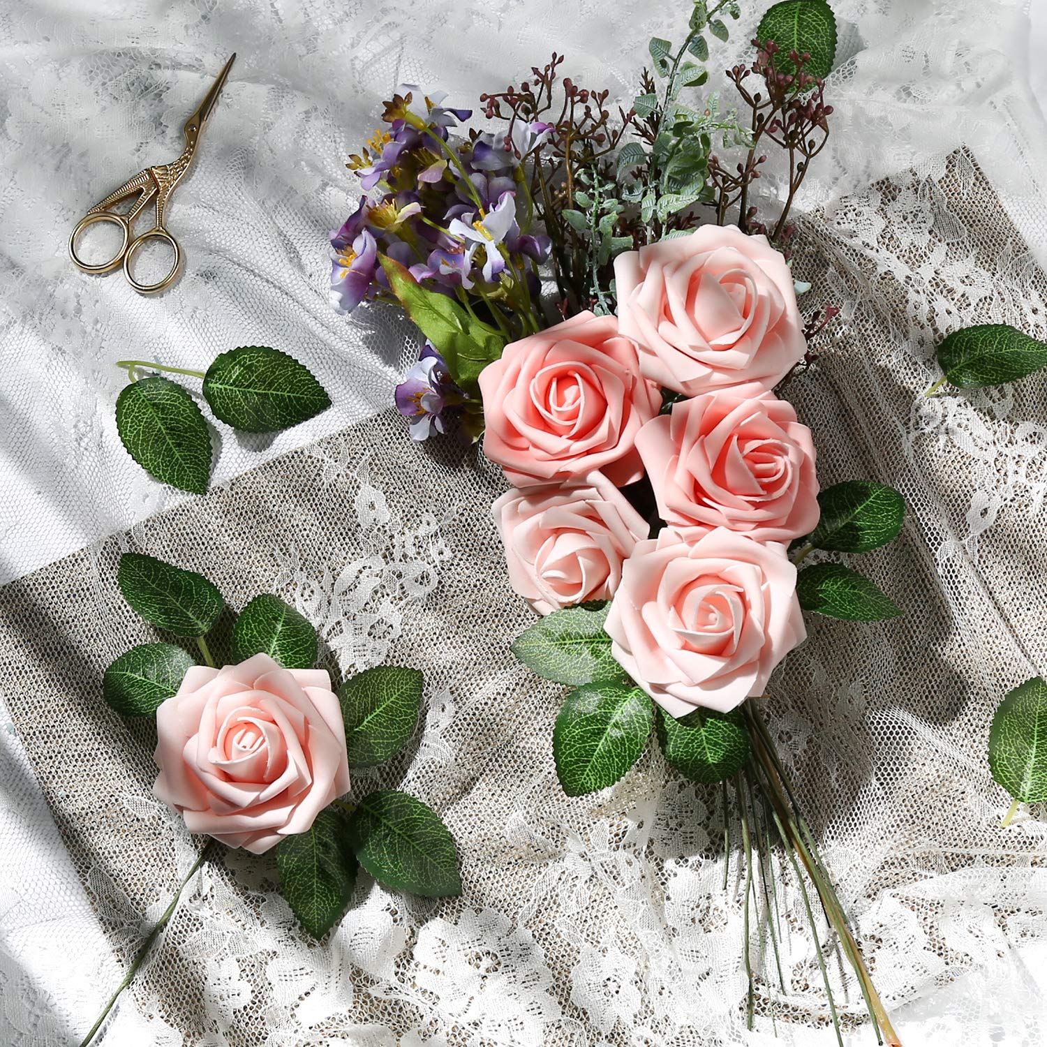 20 Roses Artificielles En Mousse PE - Fausses Fleurs Décoratives Pour Mariage, Fête Et Décoration Intérieure
