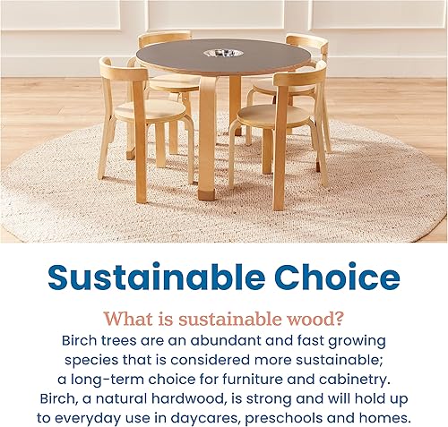 Miniatura 8 de ECR4Kids Bentwood - Juego de mesa y silla, muebles para niños, natural, 5 piezas