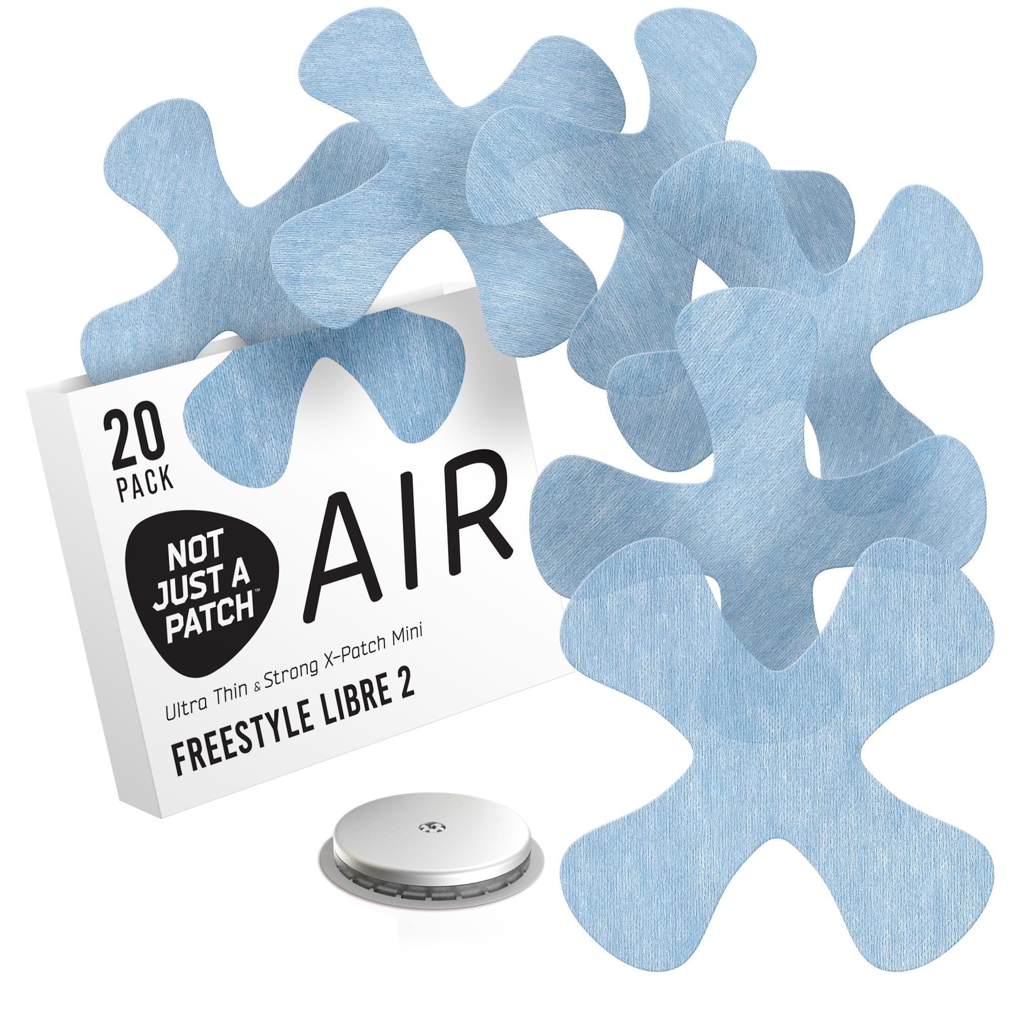 Not Just A Patch Air X-Mini Adhesive Patch for Freestyle Libre 2 (20 Pack) – Water-Resistant, Breathable Sensor Covers – 14-Day Hold CGM Glucose