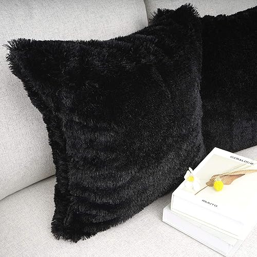 Miniatura 4 de YOUR SMILE - Juego lujoso de 2 fundas para cojín decorativo de piel sintética estilo merina de 18 x 18pulgadas, Poliéster & Mezcla de poliéster,