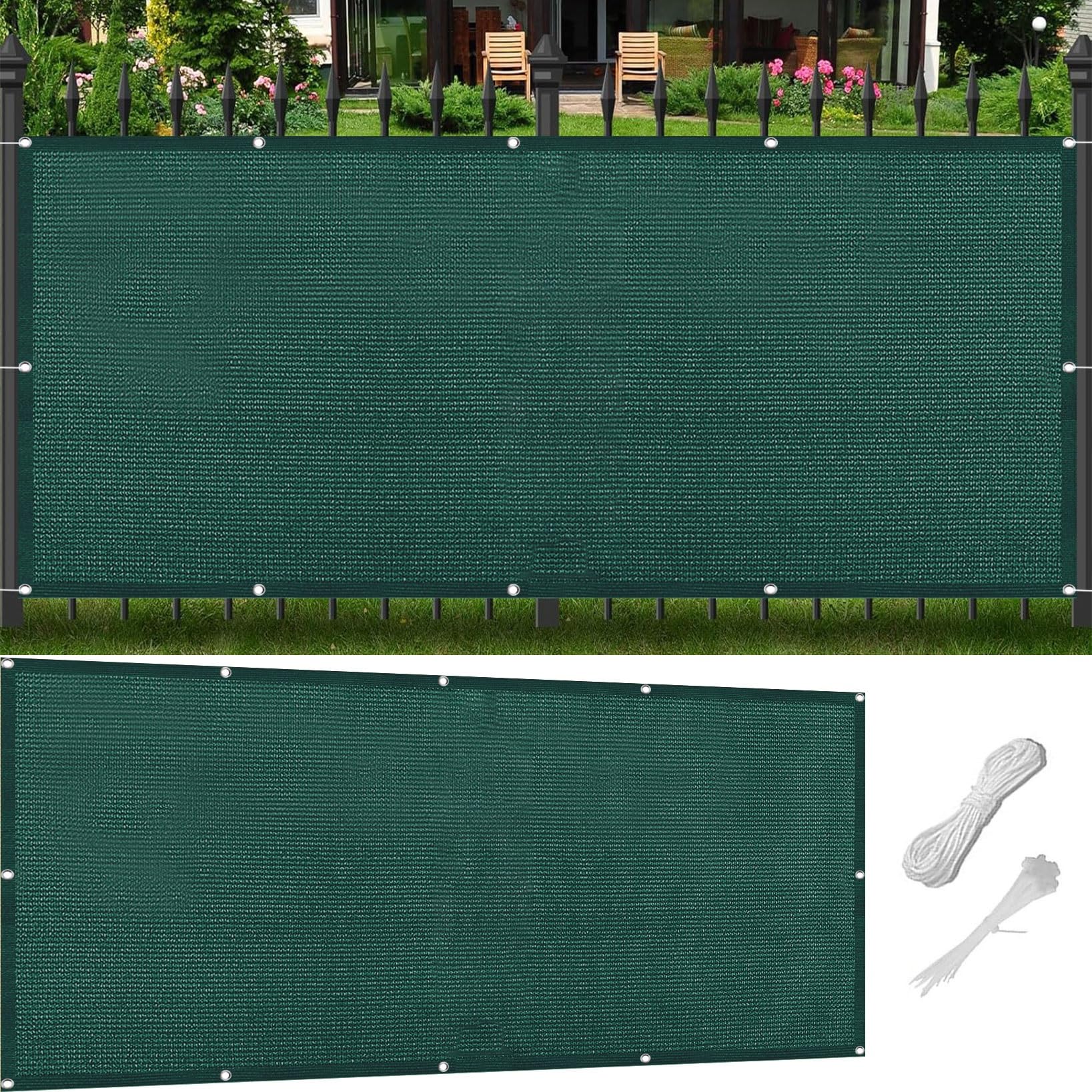 Sonnensegel Balkon Sichtschutz mit Ösen 250 x 250 cm Hdpe Gewebe Uv-Beständig Sonnenschutz Balkon Segel Baldachin Wasser Luftdurchlässig für Carport Pflanze Pergola Zaun Außen, Dunkelgrün