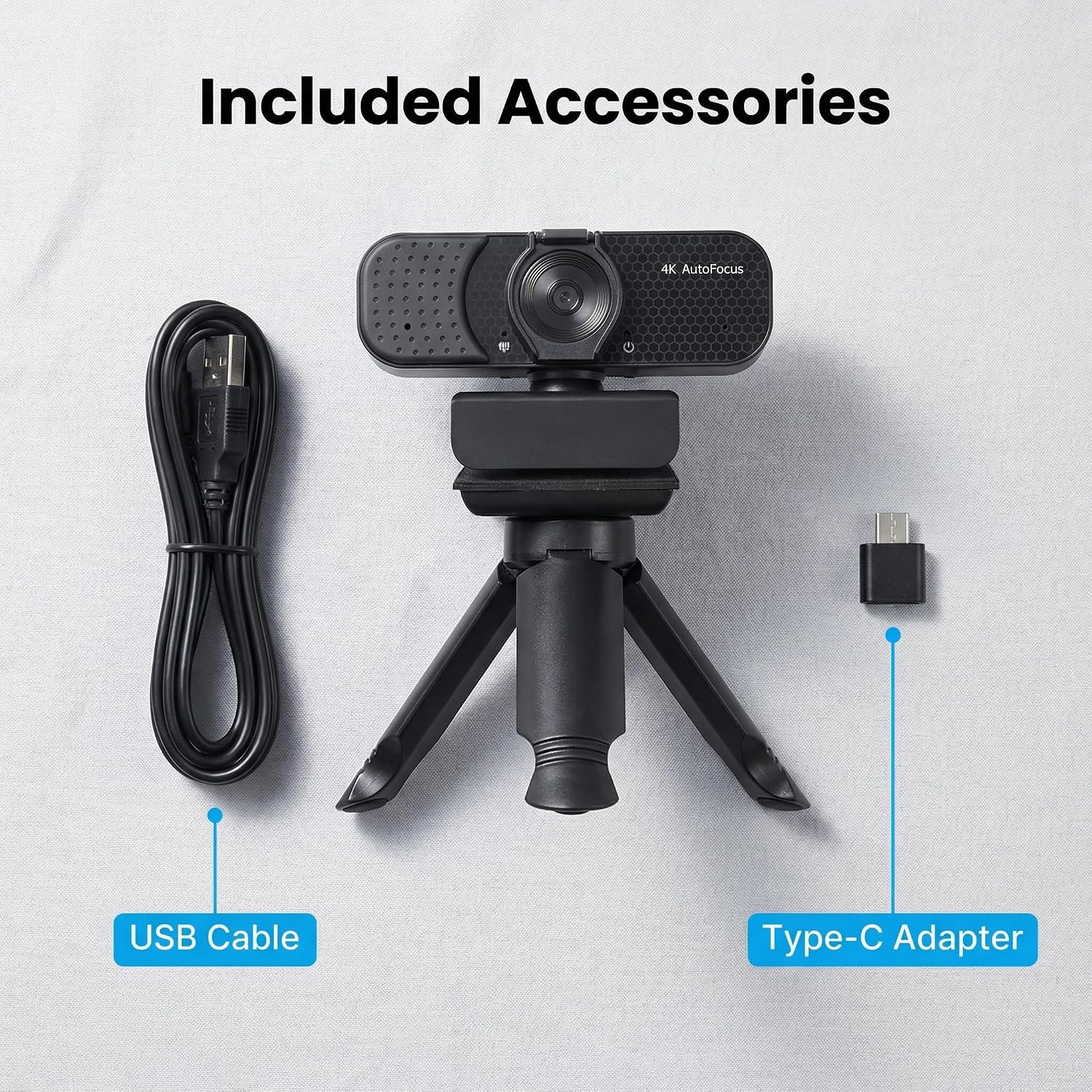 Gohero 4K Webcam with Dual PDAF Autofocus, 2 Noise Reduction Mics, Auto Light Correction, Privacy Cover, 83° FOV, USB-A, for PC, Mac, Laptop, Video Calls Pro Series