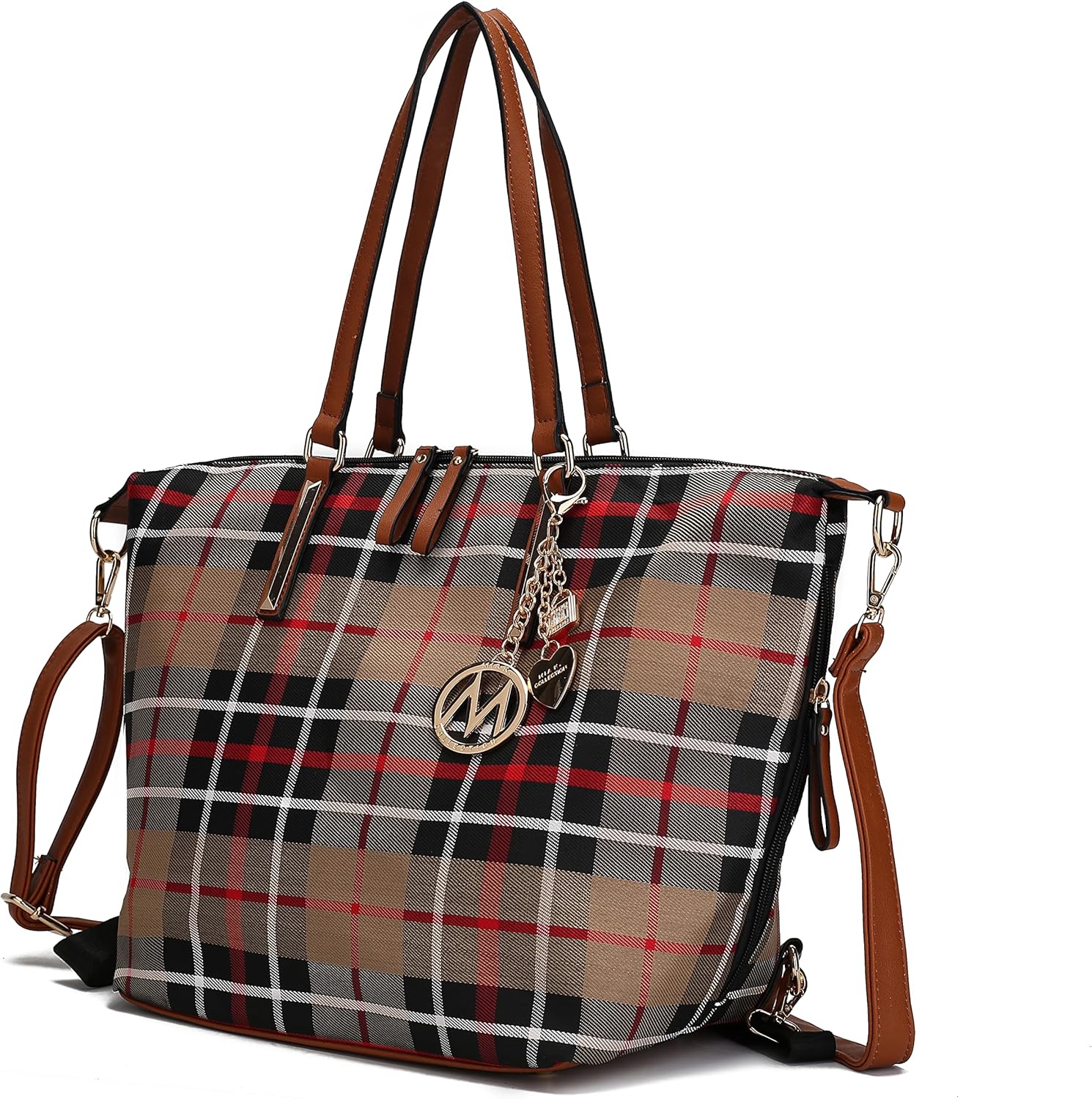 MKF Collection Large Tote Bag for Women, Nylon Shoulder Bag Converts to Backpak, Travel Bag Purse by Mia K
