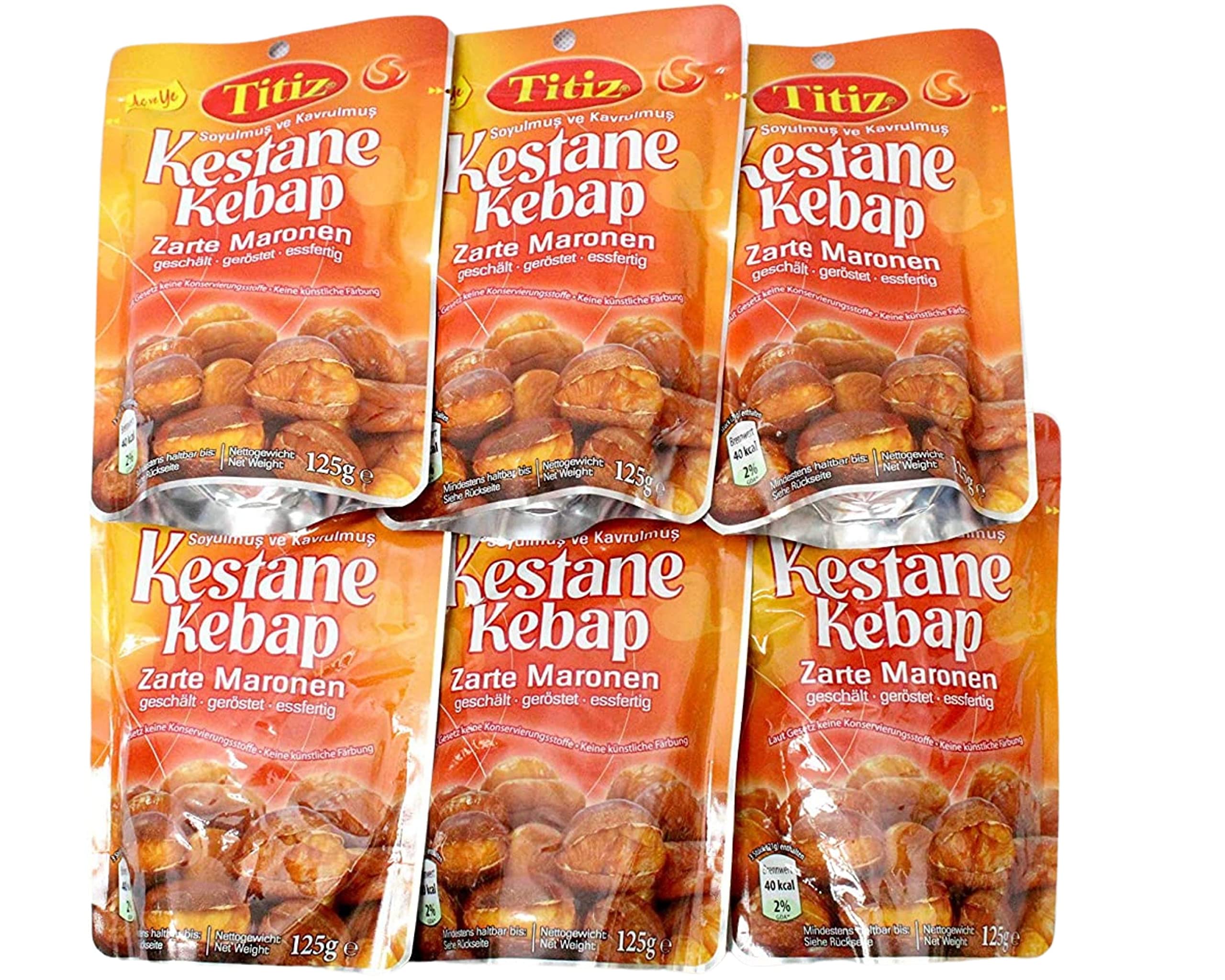 Pergamo Set Titiz 6x125 Gr Geschälte Maronen Edelkastanien Geröstet Essfertig Esskastanien Zarte Maronen (6x125g)