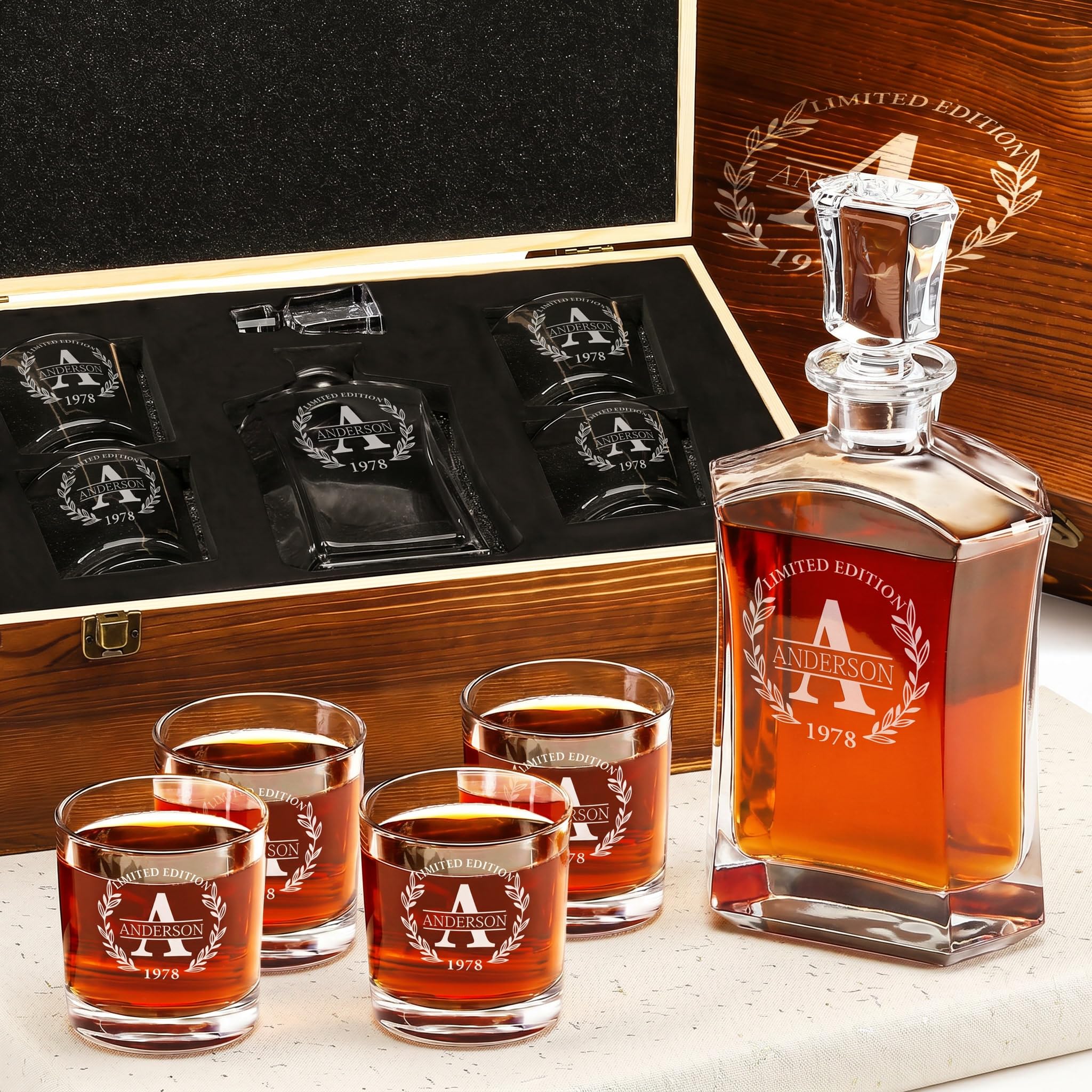 Personalized Whiskey Decanter and Glasses Set