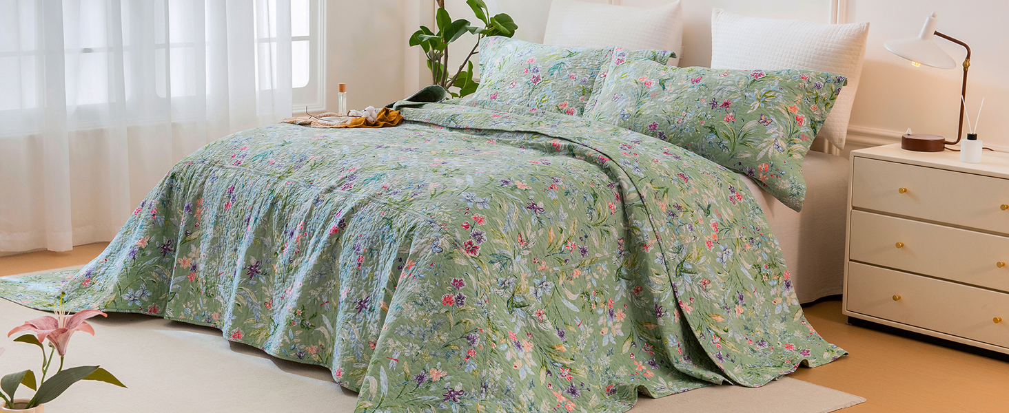 Cubrecamas, Tamaño King, Acolchado, Manta, Edredón Ligero De 100% Algodón  Con 2 Fundas De, image size:1464x600