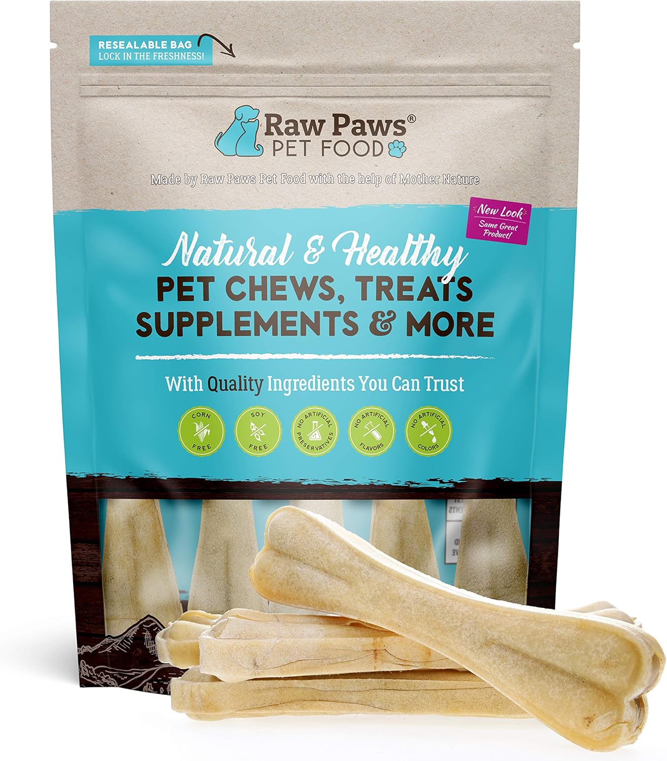 Raw Paws Pet Premium 8inch Compressed Rawhide Bones for