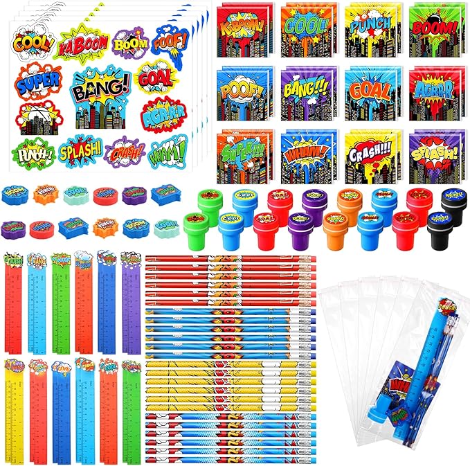 Amazon.com: Cholemy 168 Pcs Hero Party Favor Set Include Hero Birthday ...