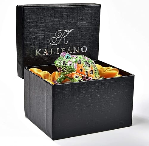 Miniatura 4 de KALIFANO - Joyero decorativo para mujer con cristales Swarovski y piedras preciosas en forma de lagartos hecho a mano para almacenamiento y
