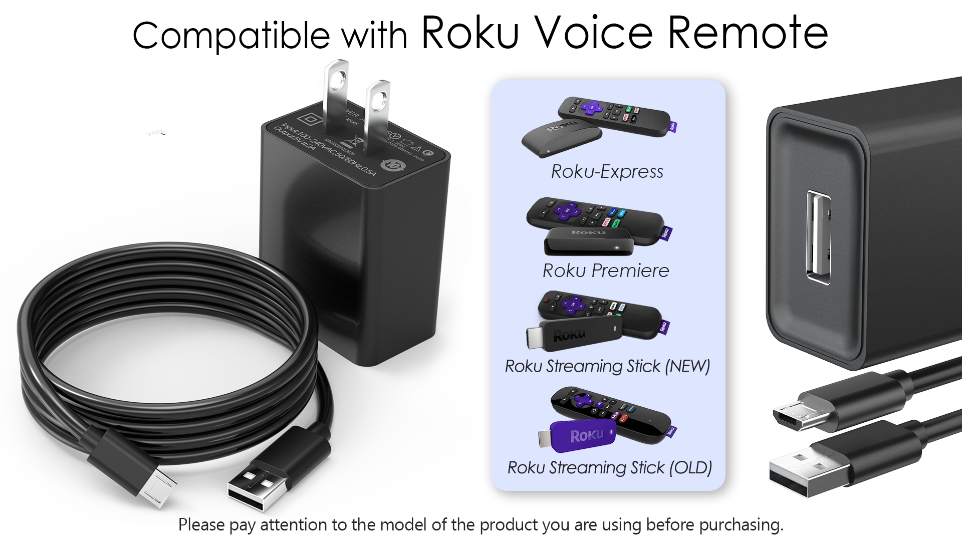 Amazon.com: Micro USB Power Cord Adapter for Roku Streaming Stick