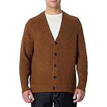 Amazon Essentials (Scelto da Demi) Cardigan in Misto Cotone, Vestibilità Comoda Uomo, Caramello Mélange, XL
