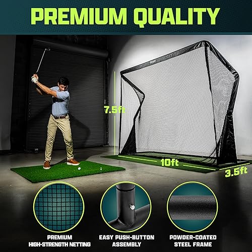 Miniatura 3 de GoSports Elite - Red de práctica de golf con marco de acero, elige tamaño de 10 o 7 pies