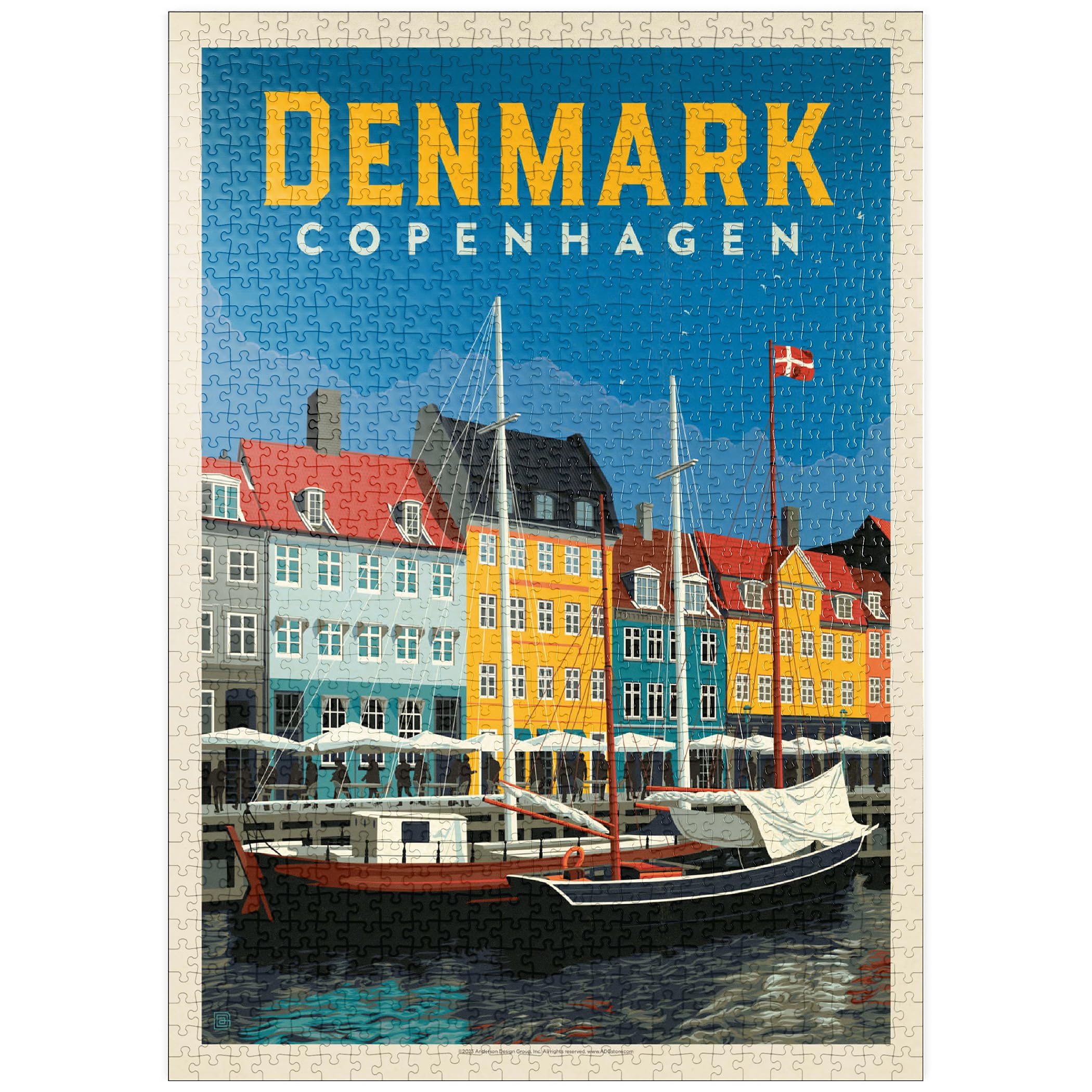 Denmark: Copenhagen, Vintage Poster - Premium 1000 pieces Puzzle - MyPuzzle special collection from Anderson Design Group