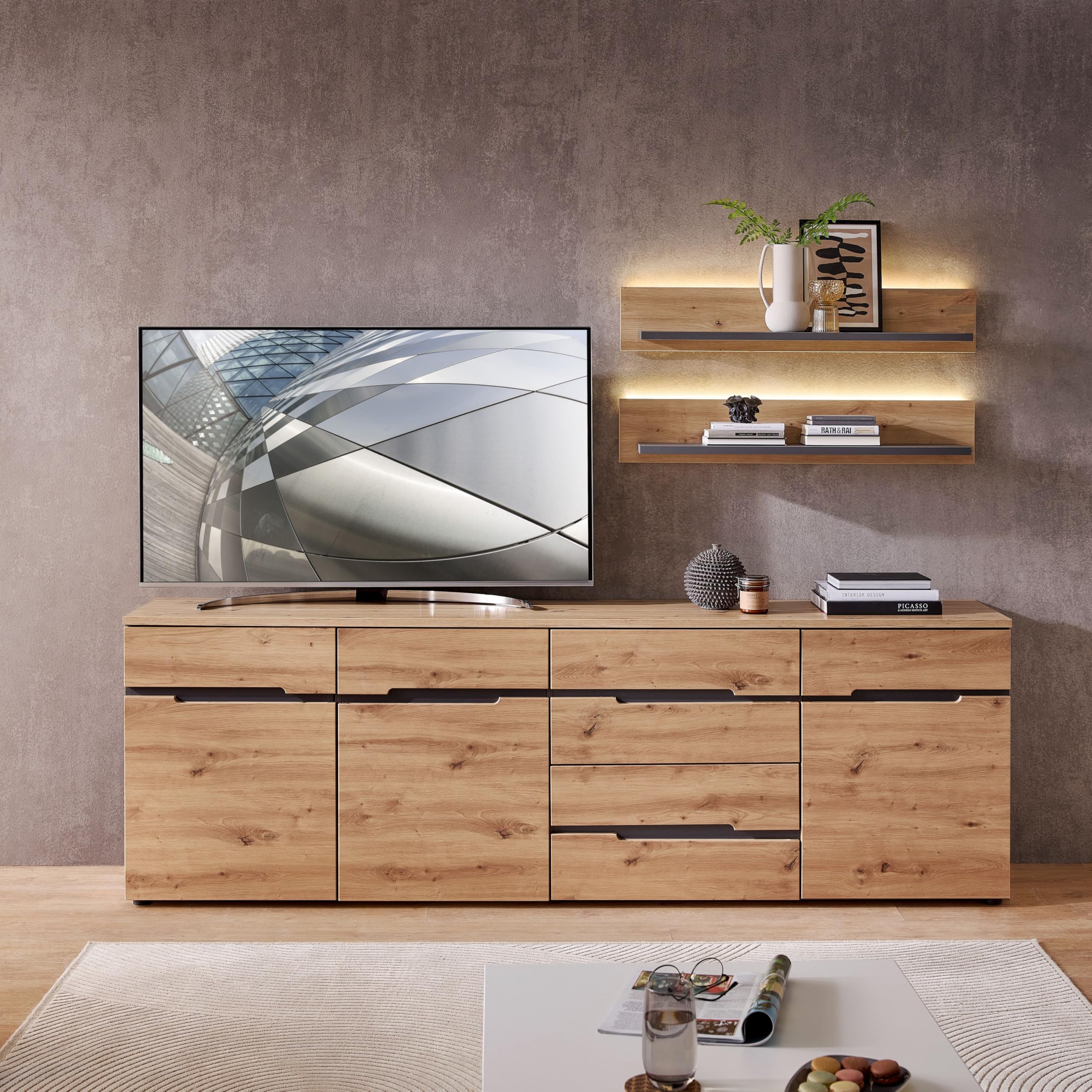 Memphis TV-Sideboard Fernsehschrank Artisan Eiche Optik Graphit