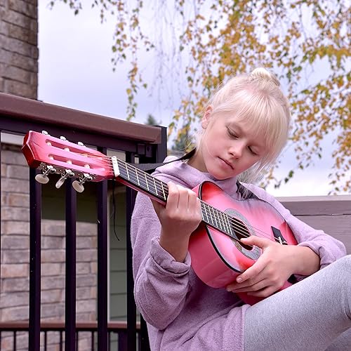 Vista 58 de Guitarra de madera de 30 pulgadas con funda y accesorios para niños, niñas y principiantes - Madera