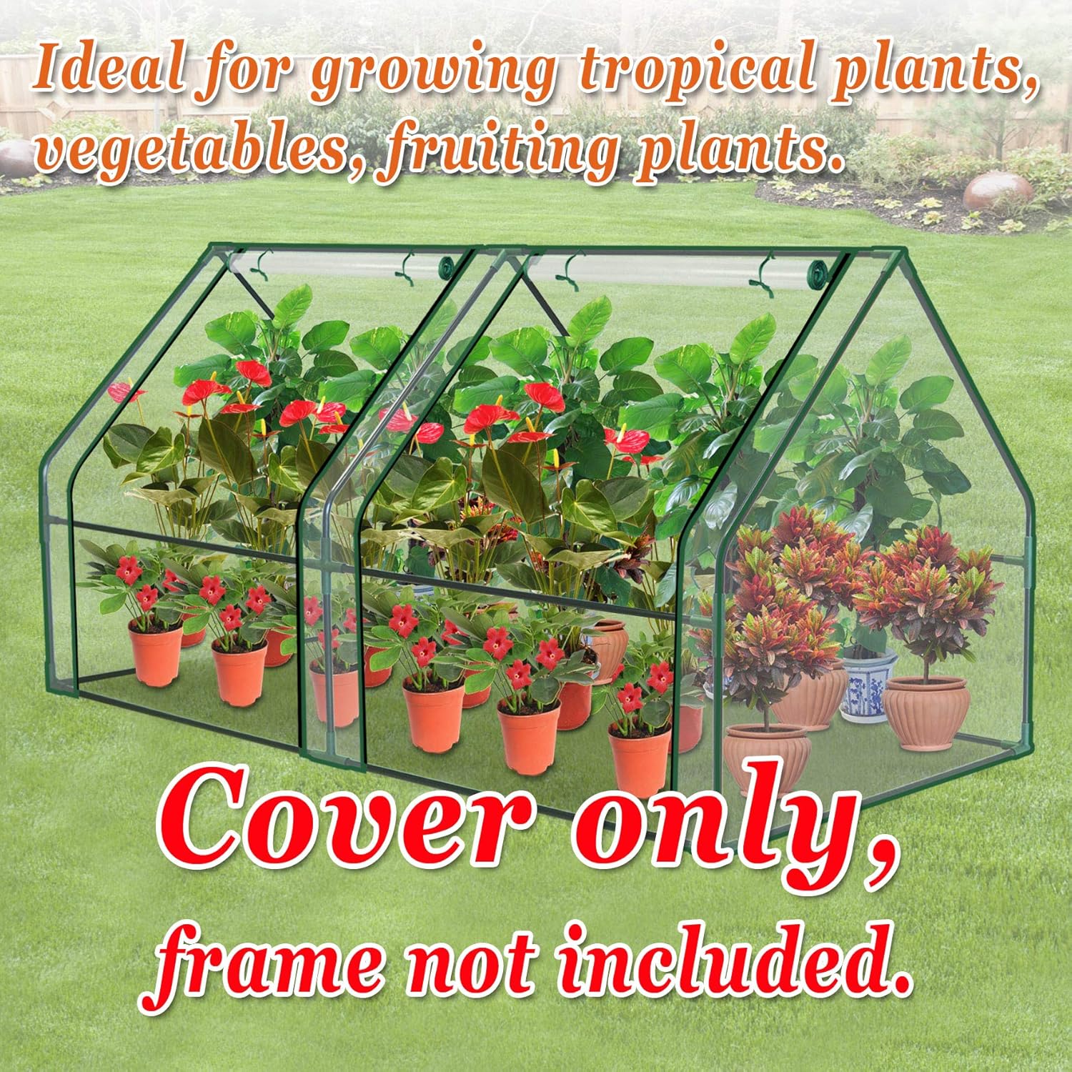 Strong Camel Replacement Cover for Outdoor Greenhouse Plant Shelves UV Protected Plant Green House (72" WX 36" D X 36" H, PVC Cover)