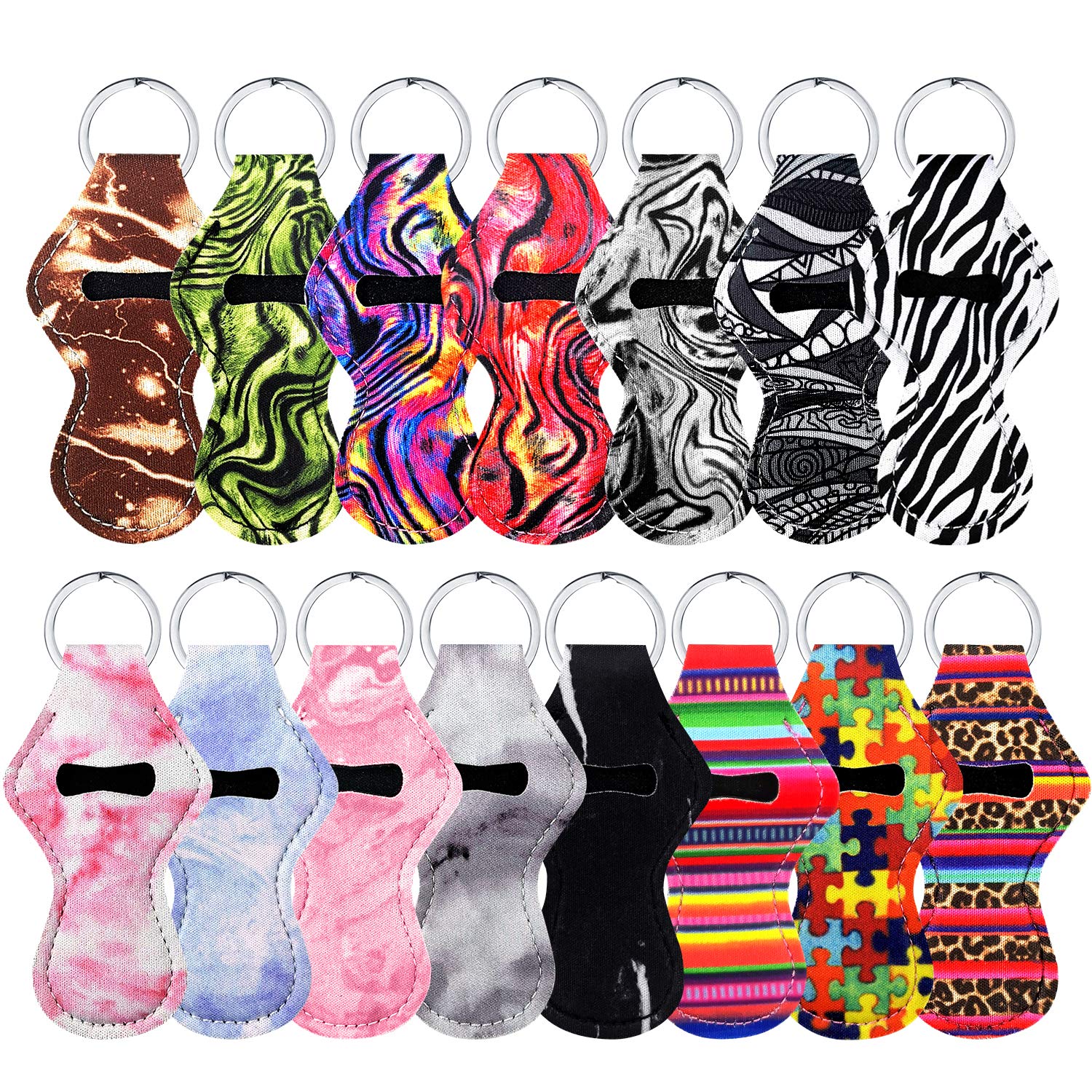 15Pcs Chapstick Holder Keychain, Lip Balm Holder Chapstick Keychain Holder  Bulk for Lipstick Chapstick Tracker Safeguard (Style 1)