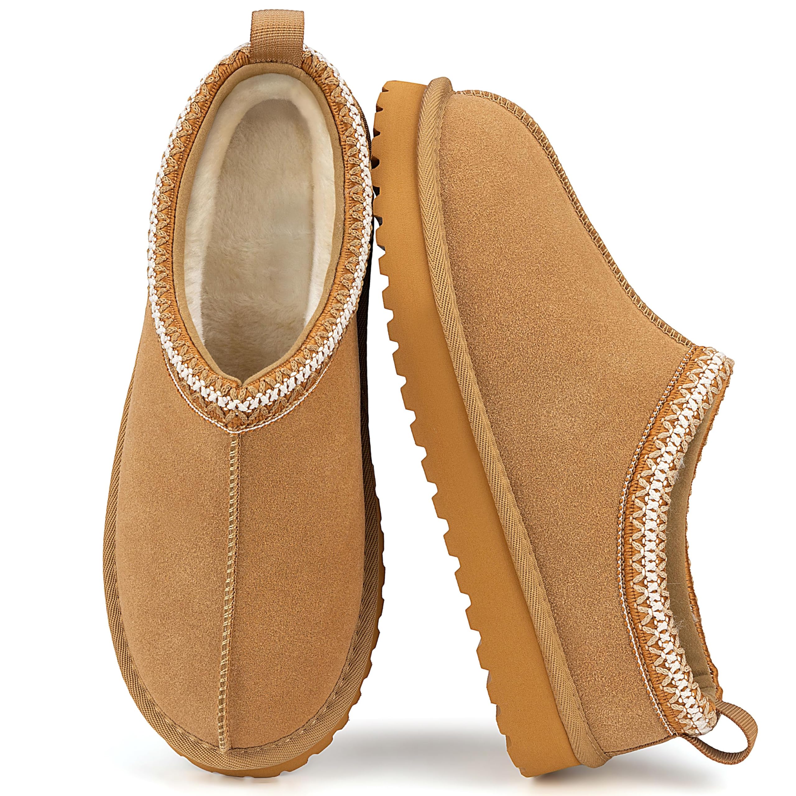 Mishansha Suede Slippers for Women Mini Fur Lined Clogs