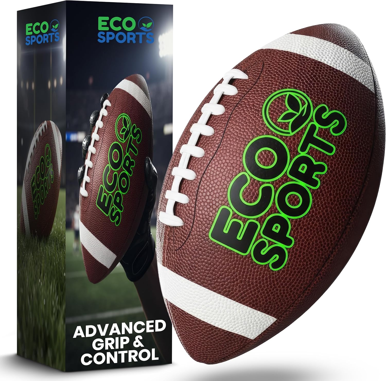 Eco Sports American Football Size 6 and 7 - Textured TPU Leather Grip Durable Training Ball for Youth and Intermediate Players Kids Games Practice