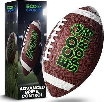 Eco Sports American Football Size 6 and 7 - Textured TPU Leather Grip Durable Training Ball for Youth and Intermediate Players Kids Games Practice