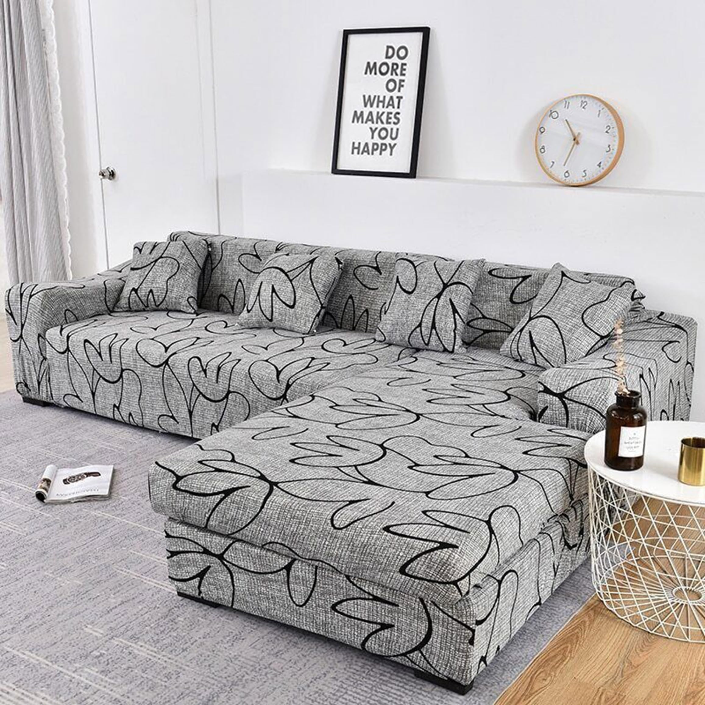 Lukzer Polyester Blend L-Shaped Sofa Cover For Living Room Furniture,Flexible Slipcover For Couches And More(Right Hand Side,Tulip Design),Grey (B0D2L7T2DV) Amazon Price History, Amazon Price Tracker