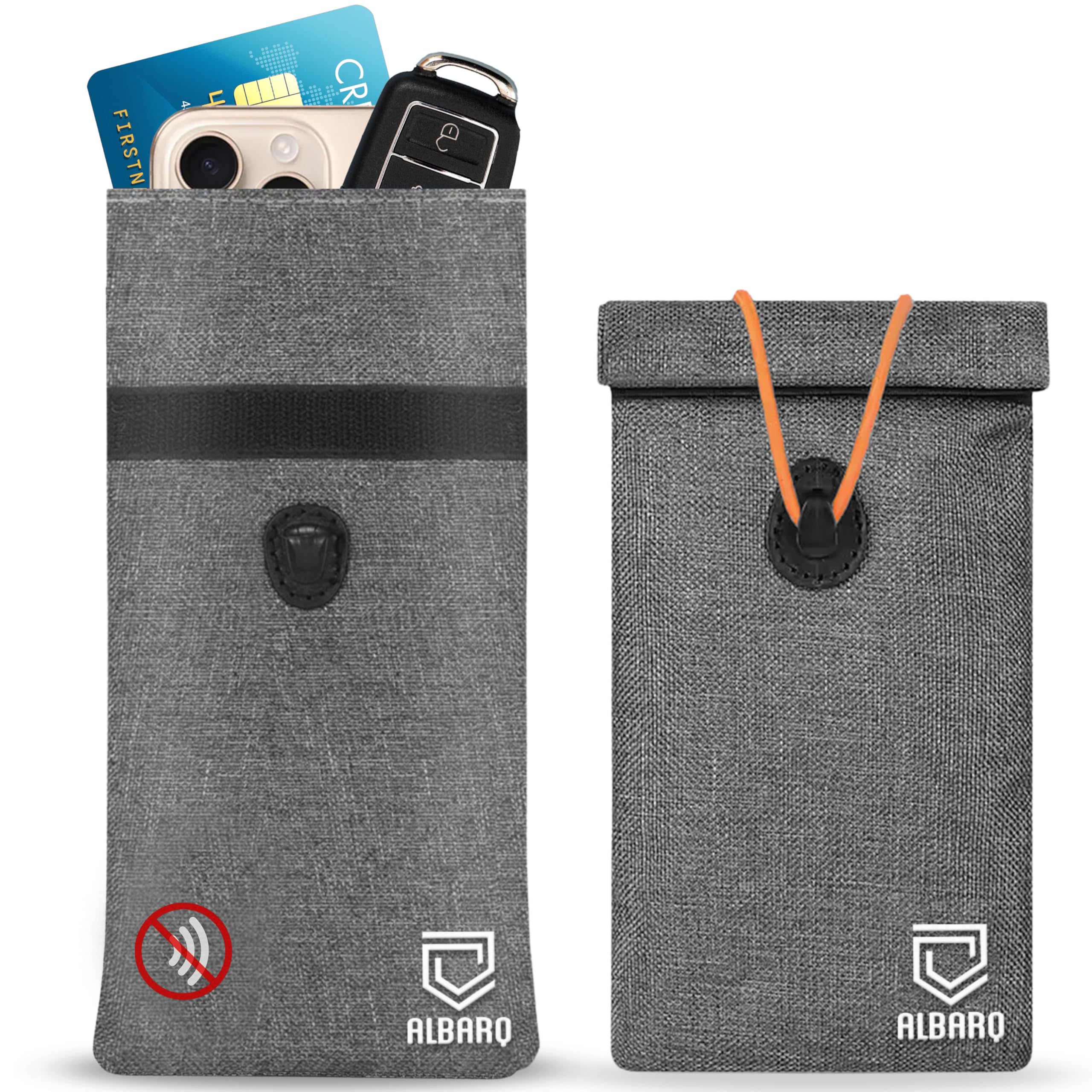 Premium Faraday Bags For Phones Size 8"x4" Fits All Smartphones Anti Shield Sleeve Pouch Cover Faraday Fabric EMF Blocker Case Protection SmartDot 5G RF Car Key Fob Protector Signal data Blocking Gray